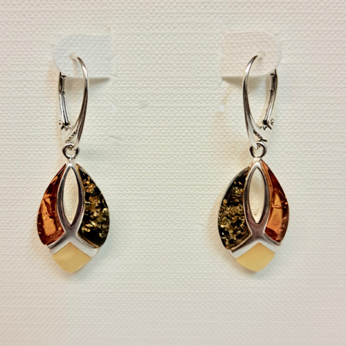 Click to view detail for HWG-2329 Earrings, Multi-Color Amber Dangles, Lever Backs $65